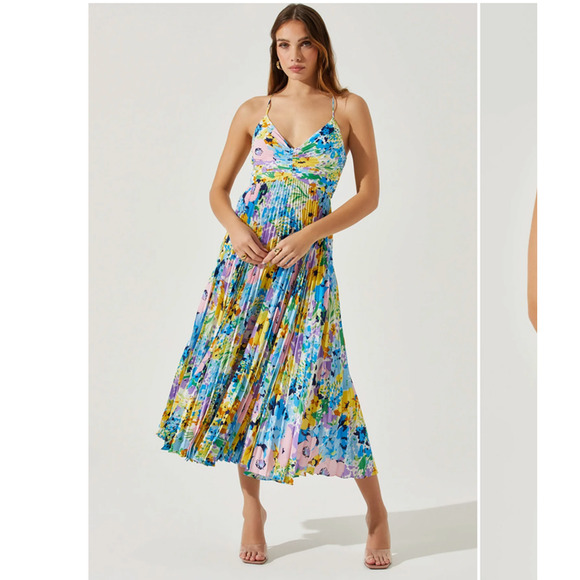 Astr the Label Blythe Midi Dress Bright Floral Women Size XL - Picture 1 of 10